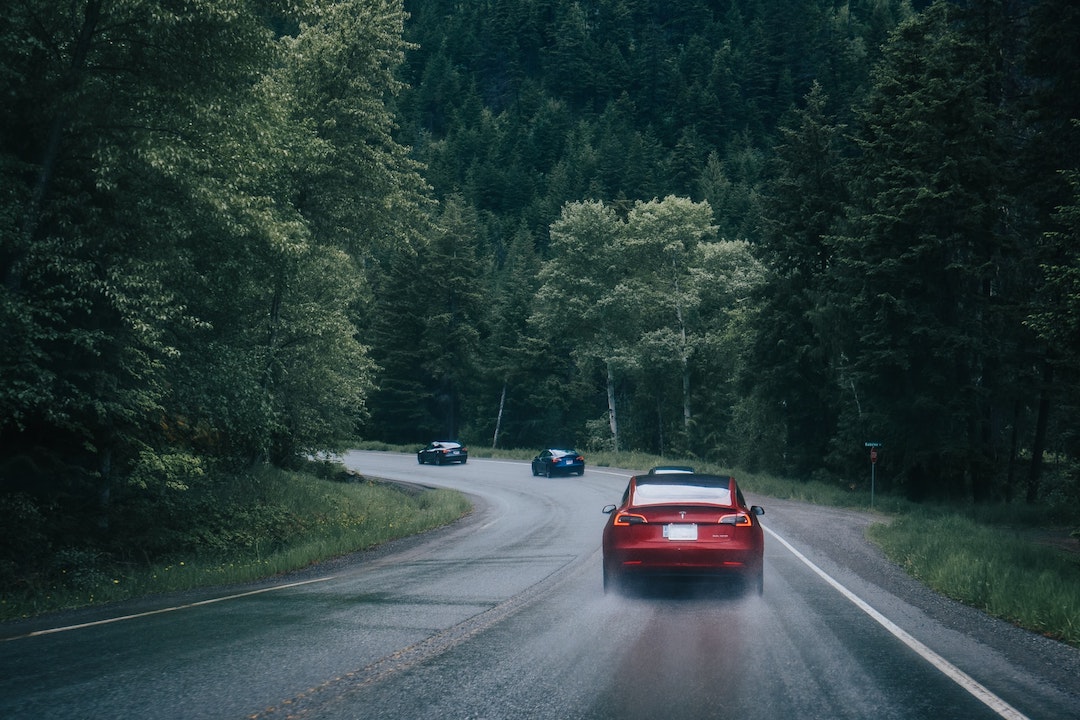 tesla on road